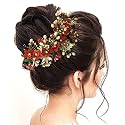 Hair Flare Floral Hair Vein for Women, Artificial Flower Hair Accessories, Hair Pin for Girls - Red, 2205