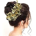 Hair Flare Floral Hair Vein for Women, Artificial Flower Hair Accessories, Hair Pin for Girls - Golden, 2205