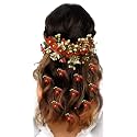 Hair Flare Women Floral Hair Vein And Hair Pin Set/Bridal Hair Accessories/Hairpin/Side Judapin/Combo Set - 2205/2206, Red