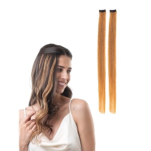 hair originals 100 natural human hair clip in color streaks 16 inches pack of two golden blonde