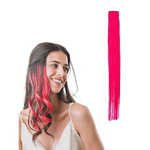 hair originals 100 natural human hair clip in color streaks 16 inches pack of 1 regal ruby pink