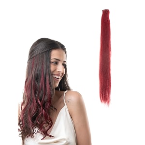 hair originals 100 natural human hair clip in color streaks 16 inches single clip punchy plum