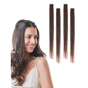hair originals 100 natural human hair clip in color streaks 20 inches pack of four mysterious mocha