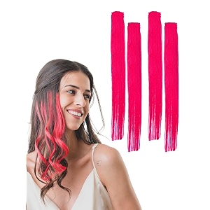 hair originals 100 natural human hair clip in color streaks 20 inches pack of 4 regal ruby pink