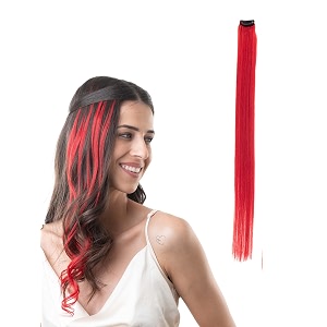 hair originals 100 natural human hair clip in color streaks 20 inches single clip rosy red