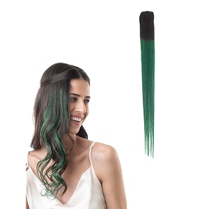 hair originals 100 natural human hair clip in color streaks 16 inches single clip emerald green