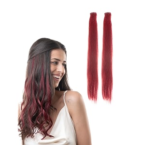 hair originals 100 natural human hair clip in color streaks 16 inches pack of two punchy plum