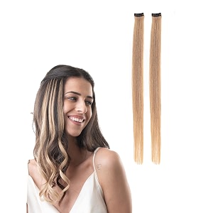 hair originals 100 natural human hair clip in color streaks 12 inches pack of two naughty brown