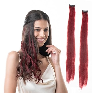hair originals 100 natural human hair clip in color streaks 20 inches pack of two emerald green