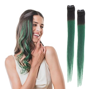 hair originals 100 natural human hair clip in color streaks 16 inches pack of two golden blonde