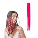 Hair Originals 100% Natural Human Hair Clip In Color Streaks (20 Inches, Pack of 1, Regal Ruby Pink)