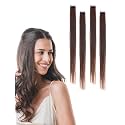 Hair Originals 100% Natural Human Hair Clip In Color Streaks (10 Inches, Pack of four, Mysterious Mocha)