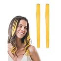 Hair Originals 100% Natural Human Hair Clip In Color Streaks (20 Inches, Pack of two, Sunburst Yellow)