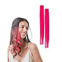 Hair Originals 100% Natural Human Hair Clip In Color Streaks (12 Inches, Pack of 2, Regal Ruby Pink)