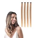 Hair Originals 100% Natural Human Hair Clip In Color Streaks (12 Inches, Pack of four, Naughty Brown)