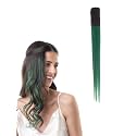 Hair Originals 100% Natural Human Hair Clip In Color Streaks (10 Inches, Single Clip, Emerald Green)
