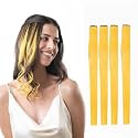 Hair Originals 100% Natural Human Hair Clip In Color Streaks (12 Inches, Pack of four, Sunburst Yellow)