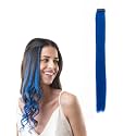 Hair Originals 100% Natural Human Hair Clip In Color Streaks (20 Inches, Single Clip, Ocean Blue)