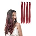 Hair Originals 100% Natural Human Hair Clip In Color Streaks (16 Inches, Pack of four, Punchy Plum)