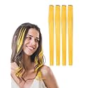Hair Originals 100% Natural Human Hair Clip In Color Streaks (10 Inches, Pack of four, Sunburst Yellow)