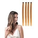 Hair Originals 100% Natural Human Hair Clip In Color Streaks (24 Inches, Pack of four, Golden Blonde)