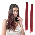 Hair Originals 100% Natural Human Hair Clip In Color Streaks (20 Inches, Pack of two, Emerald Green)