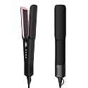 Hair Straightener - 2 in 1 Wet to Dry Hair Dryer and Straightener with High-Speed Airflow + Rapid Heat-Up + Customizable Temperature + LCD Display &amp; Auto Shut-Off + No Heat Damage (Dark Black)