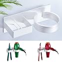 Hair Straightener Holder Wall Mounted Blow Dryer Holder, Blow Dryer and Curling Iron Holder, Bathroom Hair Dryer Straightener Holder, Salon Hair Tools Organizer Storage (White)