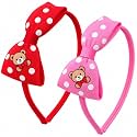 Hairbands for Girls Kids, Pack of 2 | Polka Dot Bow Knot Design Hairbands