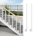 HAIXHX H 85 90 95 100 105cm Side Mount Post for Railing Outdoor Balcony, White Round Metal 270° Adjustable Staircase Balusters with Screws Kit(2 Pack,H 100cm/39.4in)