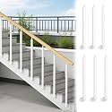 HAIXHX H 85 90 95 100 105cm Side Mount Post for Railing Outdoor Balcony, White Round Metal 270° Adjustable Staircase Balusters with Screws Kit(6 Pack,H 95cm/37.4in)