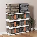 HAIXIN Collapsible Storage Bins, Clear Black Wardrobe Closet Organizer, Foldable Plastic Storage Container with Door, Crate for Book Storage (8, Foldable Stackable rack- white)