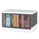 HAIXIN Collapsible Storage Bins, Clear Black Wardrobe Closet Organizer, Foldable Plastic Storage Container with Door, Crate for Book Storage (8, Foldable Stackable rack- white)