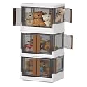 HAIXIN Folding Storage Box with Lid, Stackable, Can Be Removed From Multiple Directions, Set of 3, Storage Case, Small Items, Folding Container, With Door, Easy Assembly, Space Saving, Closet, Strong