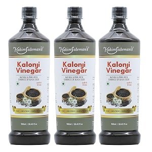 hakim suleman39s kalonji vinegar  100 natural amp pure with goodness of black seed nigella sativa herbal health tonic - 900 ml each pack of 3