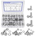 Hakkin 232Pcs Flange Hex Bolts and Nuts Kit M6 M8 M10 Metric Bolt Assortment, 304 Stainless Steel Metric Hex Bolt, M6-1.0 M8-1.25 M10-1.5 Flange Screw Set Nuts and Bolts Assortment Kit