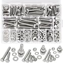 Hakkin 240Pcs Hex Bolts and Nuts Kit Stainless Steel Spring Washers Assortment Kit, 1/4" 5/16", 3/8" 10 SAE Sizes Machine Screws Set with Storage Case