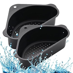 hakku sink basket strainer no drilling triangular multifunctional drain shelf kitchen sink strainer holder multifunctional box organizer for soap dishwashing sponge etc min 2 quantity black