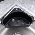 HAKKU Plastic Sink Basket Strainer, No Drilling Triangular Multifunctional Drain Shelf Kitchen Sink Strainer Holder Multifunctional Box Organizer For Soap, Dishwashing, Sponge (Min 1 Quantity, Black)