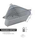 HAKKU Sink Basket Strainer, No Drilling Triangular Multifunctional Drain Shelf Kitchen Sink Strainer Holder Multifunctional Box Organizer for Soap, Dishwashing, Sponge etc (Grey, MIN 2 Quantity)