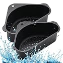 HAKKU Sink Basket Strainer, No Drilling Triangular Multifunctional Drain Shelf Kitchen Sink Strainer Holder Multifunctional Box Organizer for Soap, Dishwashing, Sponge etc (MIN 2 Quantity, BLACK)