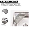 HAKKU Sink Basket Strainer, No Drilling Triangular Multifunctional Drain Shelf Kitchen Sink Strainer Holder Multifunctional Box Organizer for Soap, Dishwashing, Sponge etc (MIN 1 Quantity, GREY)