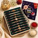HakunaMatata Combo of 10 Dora Rakhi Set for Brother, Bhaiya, Bhabhi for Rakhi/Rakshabandhan with Roli Chawal & Greeting Card | Premium Rakhi Hamper RKHMPR30