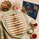 HakunaMatata Combo of 10 Dora Rakhi Set for Brother, Bhaiya, Bhabhi for Rakhi/Rakshabandhan with Roli Chawal & Greeting Card | Premium Rakhi Hamper RKHMPR1