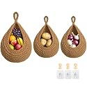 Halidali Hanging Fruit Baskets for Kitchen, 3 Pack Wall Storage Organizer