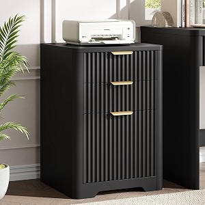 Halitaa 3 Drawers File Cbinet Fluted Wood