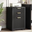 Halitaa 3 Drawers File Cbinet Fluted Wood