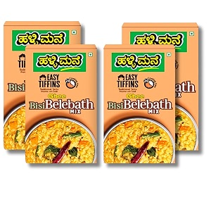 halli mane bisibelebath mix-200g-instant bisibelebath contain 1266g high protein per 100g serving-100 veg ready to cookampeat-pureampsure snacks-easy cookamptraditional recipe pack of 4