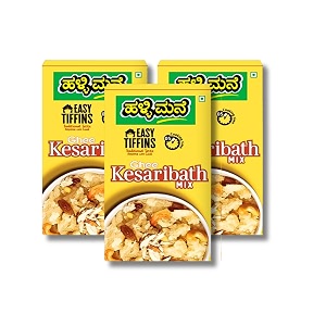 hallimane kesari bath mix 200g - ready to eat food products - made with pure ghee - no preservatives - 100 vegan  5 minute instant mix amp easy cook breakfast mix  pack of 3
