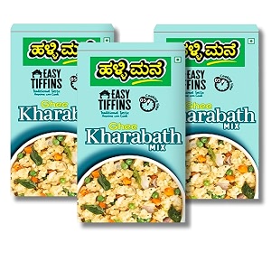 hallimane khara bath mix 200g - ready to eat food products - made with pure ghee - no preservatives - 100 vegan  5 minute instant mix amp easy cook breakfast mix  pack of 3